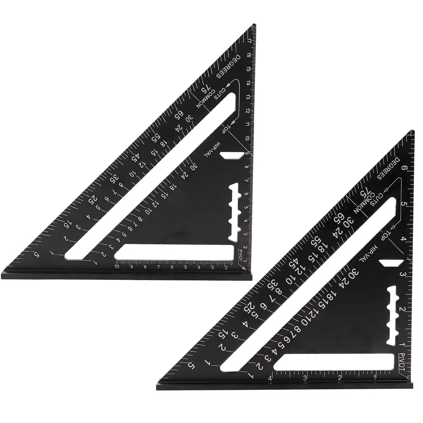 Triangle Angle Protractor, 7 Inch Metric Aluminum Alloy Black Oxidation Roofing Triangle Angle Protractor Layout Guide