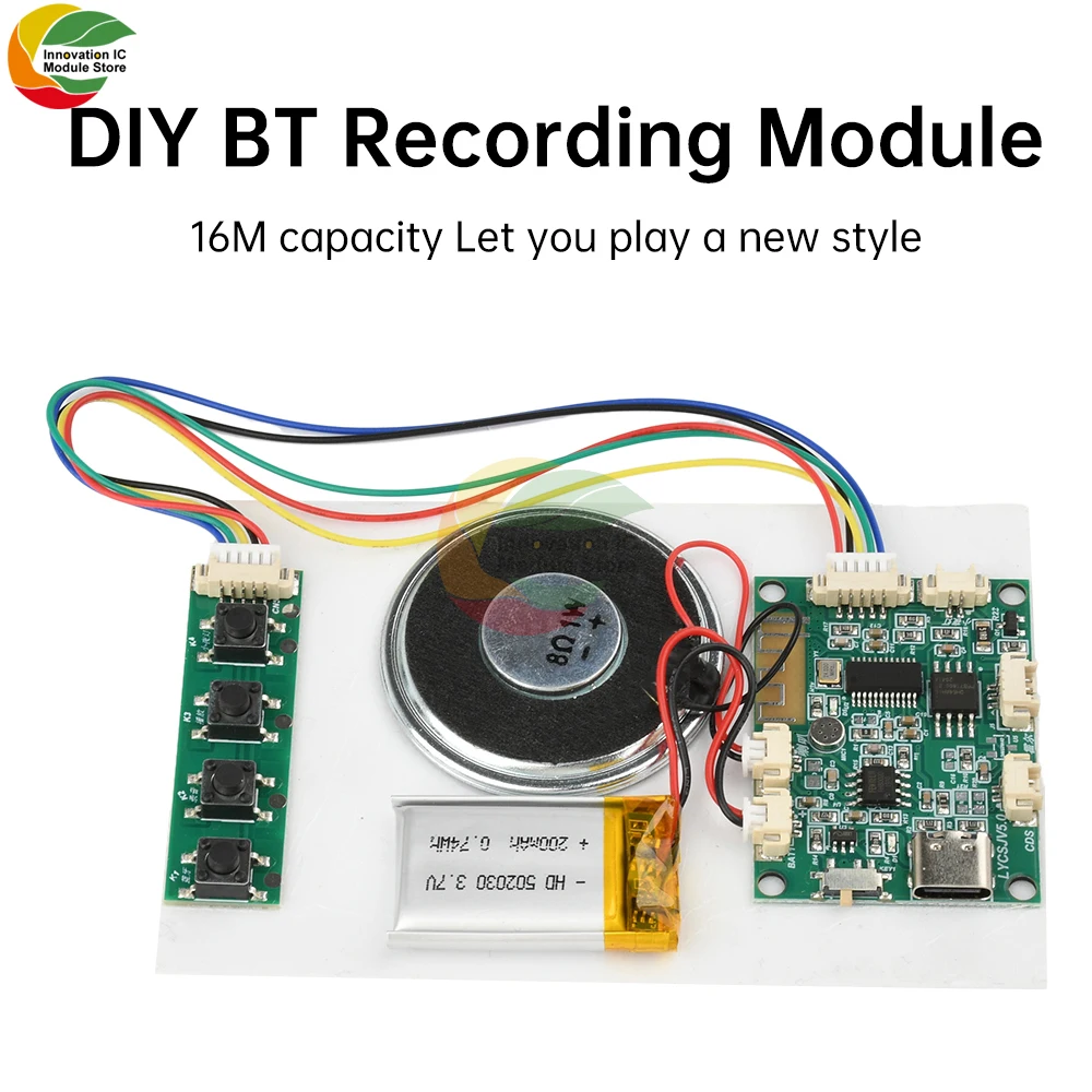 Módulo de gravação bluetooth diy, placa de decodificação de mp3, módulo de movimento de placa de gravação, capacidade de 8m, reprodutor de mp3