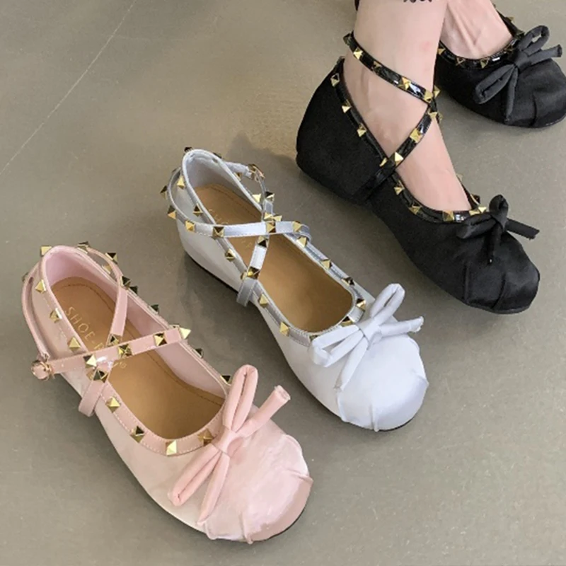 Fashion Buckle Strap Footwear Ladies Flats Shoes New In Rivet 2024 Wedges Female Soft Flats With Mary Janes Women Lolita Shoes