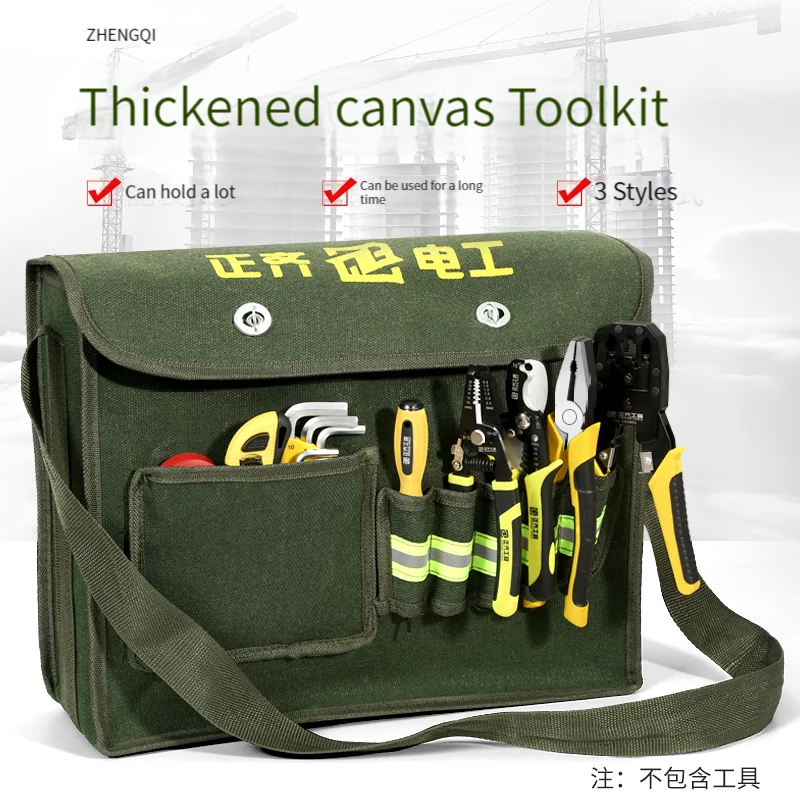 Multi Functional Toolkit With Shoulder Straps Canvas Large Capacity Toolkit Suitable For Electricians and Maintenance Workers
