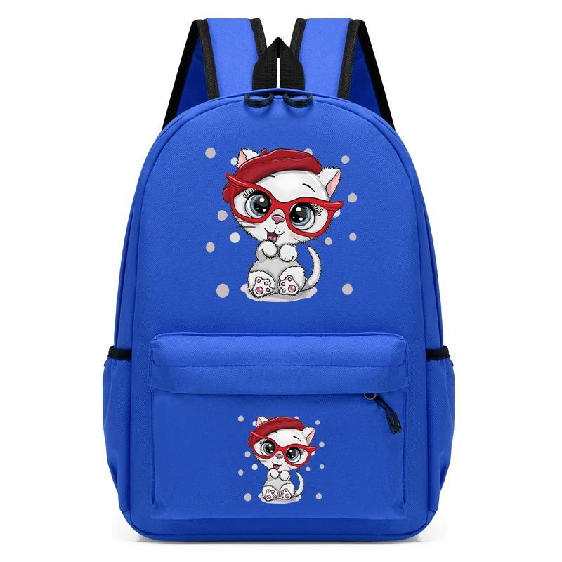 Mochila Escolar con estampado de gatitos y dibujos animados para niños y niñas, bolso Escolar Kawaii para guardería