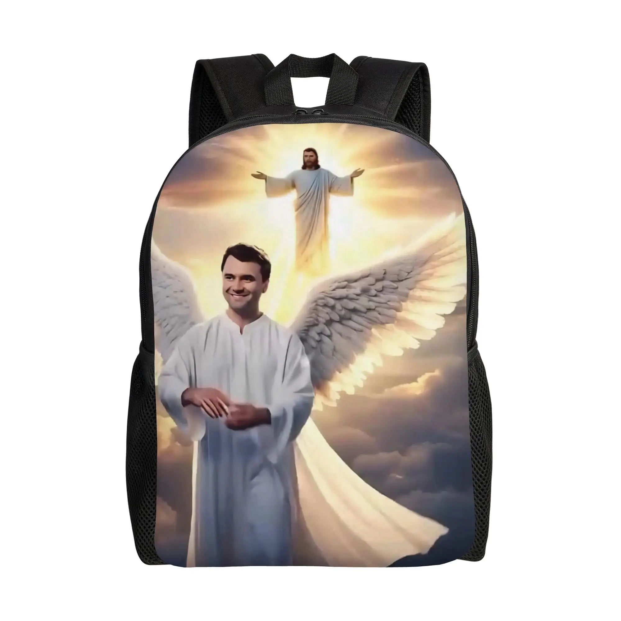 Charlie Kirk Angel 1993-2025  Backpack  Boy Girl Polyester Camping Backpacks Large Stylish School Bags Rucksack
