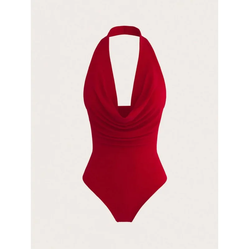 

Halter Neck One-Piece Dress Set Women's Fashion Spring Collection Spring Seasonal Wearable Elegant Ensemble