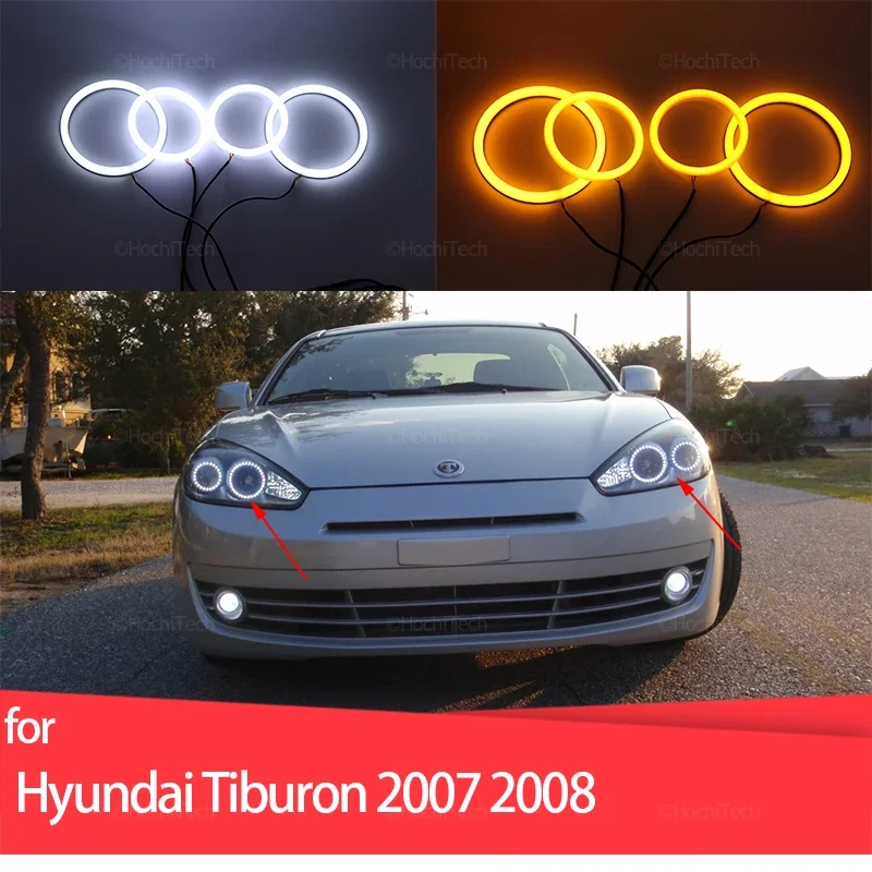 

Dual Color White Yellow Halo Rings Cotton Light LED Angel Eyes Kit For Hyundai Tiburon 2007-2008 GK FL2 Car-styling Accessories