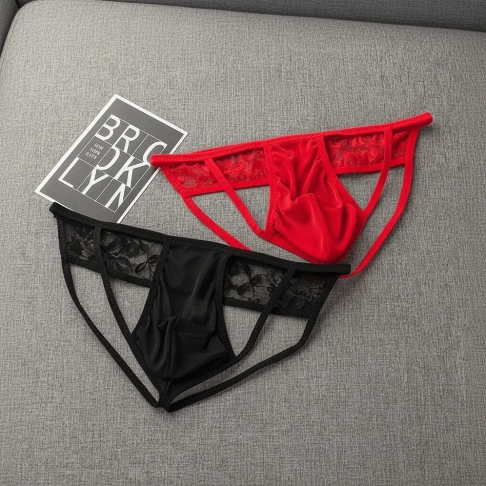 Breathable Low Waist Men Mesh Thongs Thin Strap Open Crotch Men's Transparent Panties T-back Lingerie Male Briefs Sports