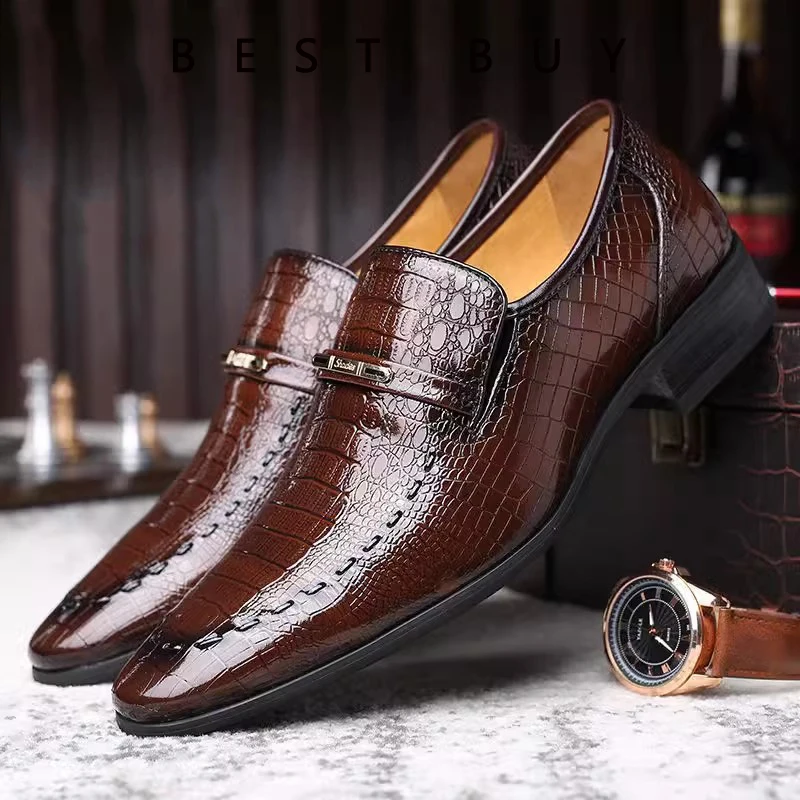 

Men leather shoes new style luxury crocodile pattern men business formal loafers shoes casual social men wedding shoes mocasines