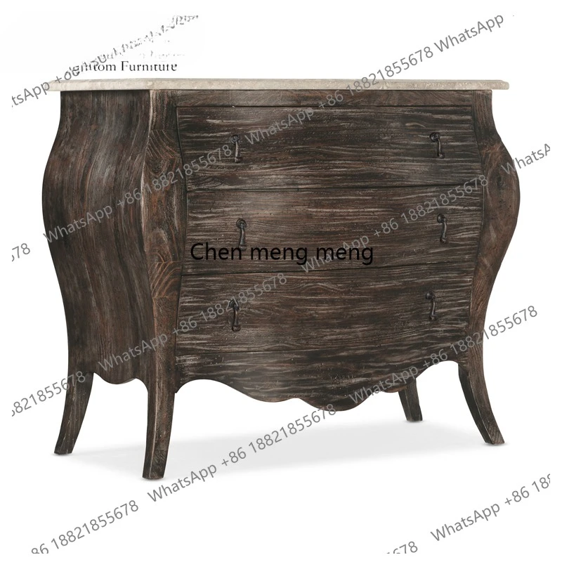 

Oak large bedside table, solid wood grained 3 drawer storage cabinet, bedroom environmental protection paint furniture new