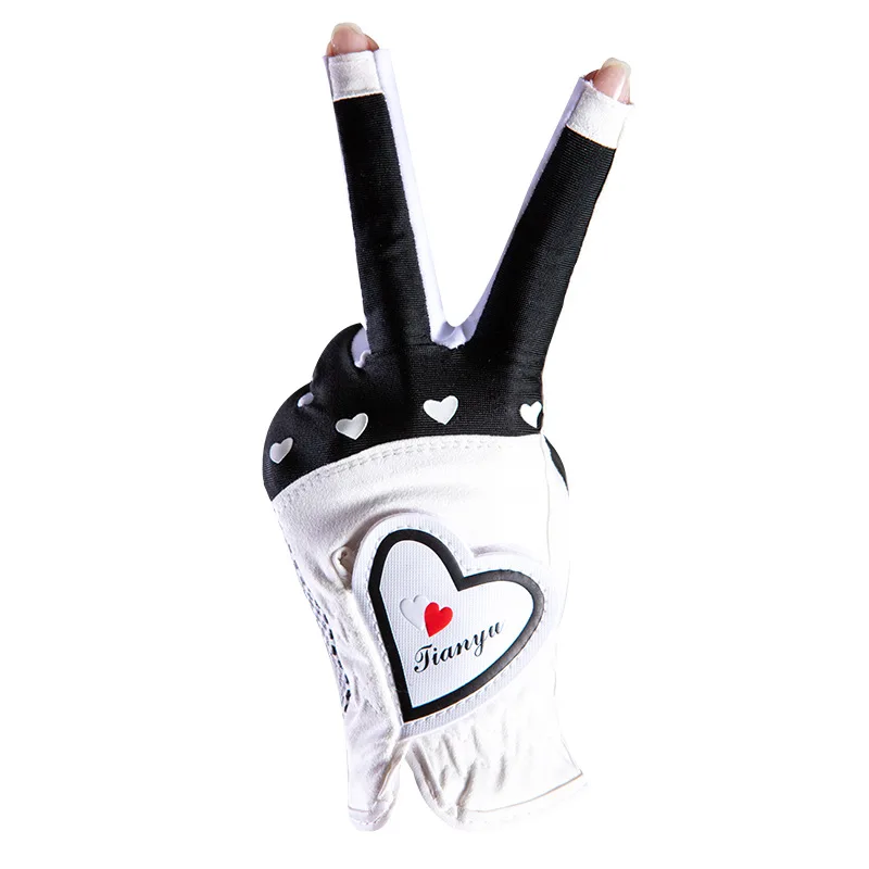 قفازات جولف للسيدات بدون أصابع تعمل باللمس للحماية من الشمس من جلد البولي يوريثان قابلة للتنفس لليد اليمنى اليسرى #3