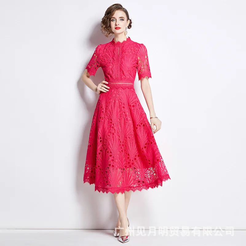 

Cross Lace Dress for Women Summer Floral Embroidered Dresses Elegant Evening Dresses