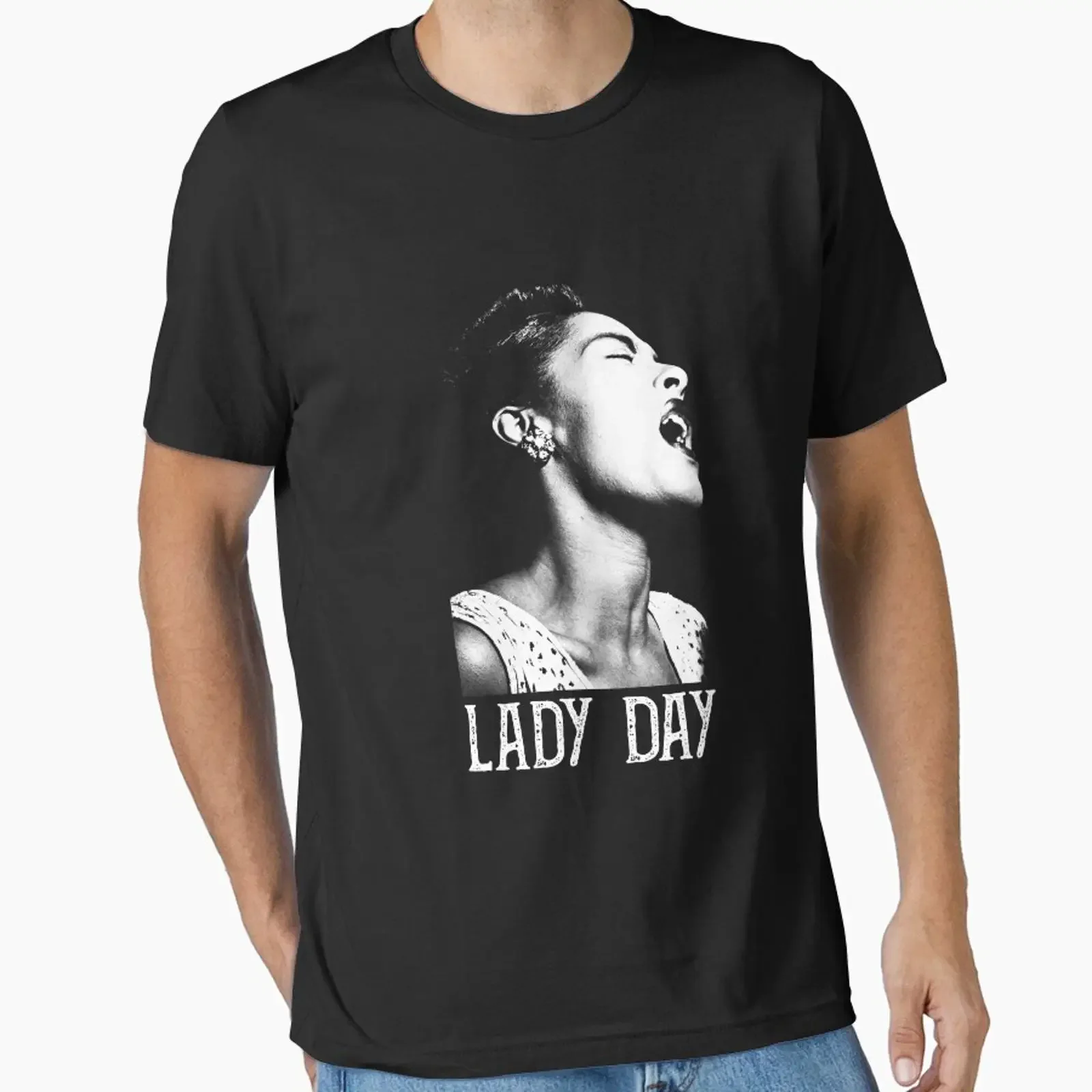 Billie Lady Day White Stencil designed and sold by edward patel vintage Washed Stylish Versatile designer clothes Breathable
