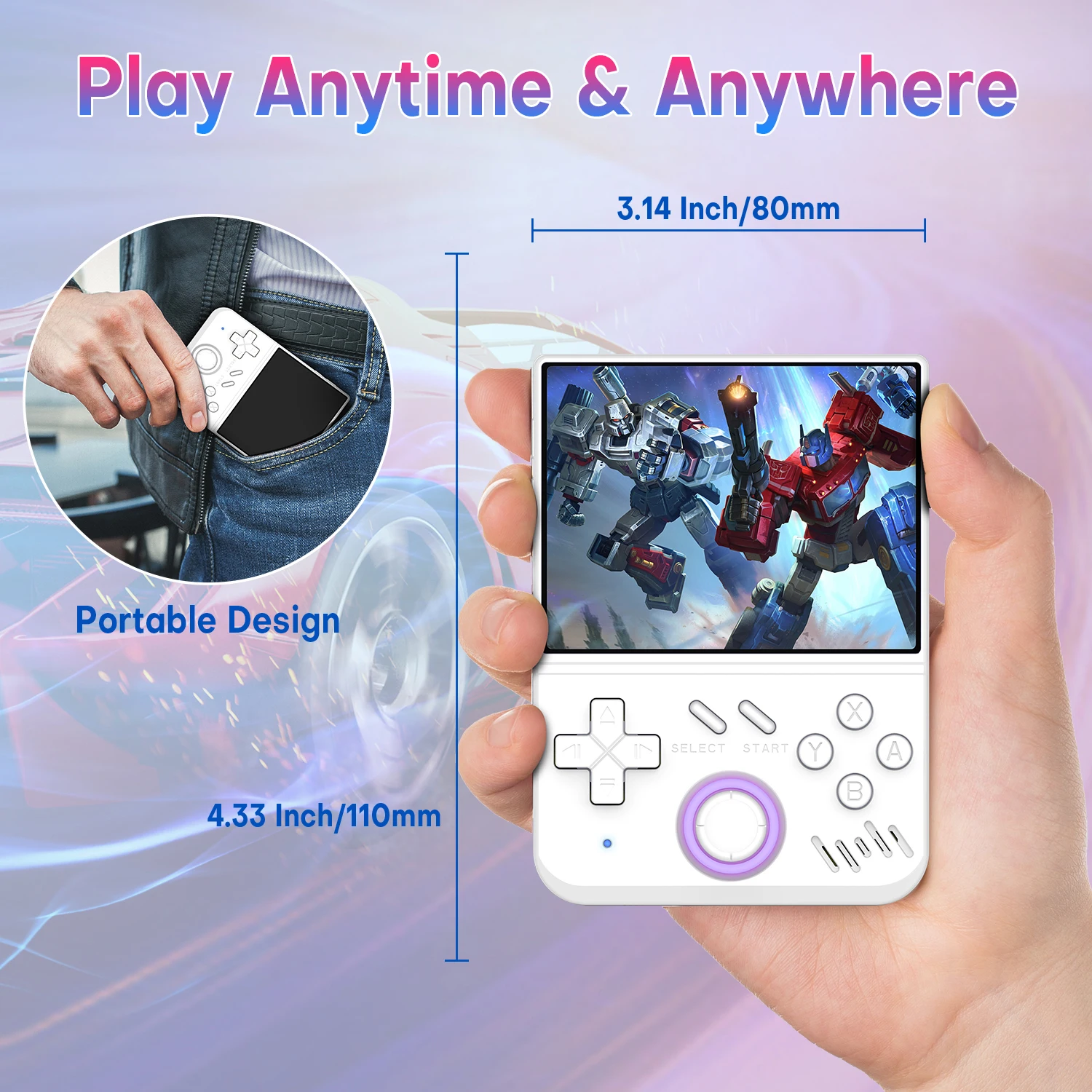 MY MINI Linux System 3.5"IPS Screen Retro Handheld Video Game Console Portable Custom Video Player 2.4G Dual Wireless Controller