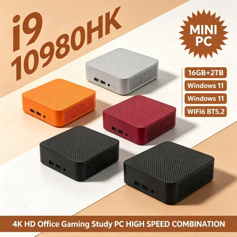 Mini PC Intel Core I9‑10980HK Windows 11 16GB RAM Optional 1TB‑2TB SSD WiFi6 Bluetooth5.2 Mini Host For Home Office Daily 4K Use