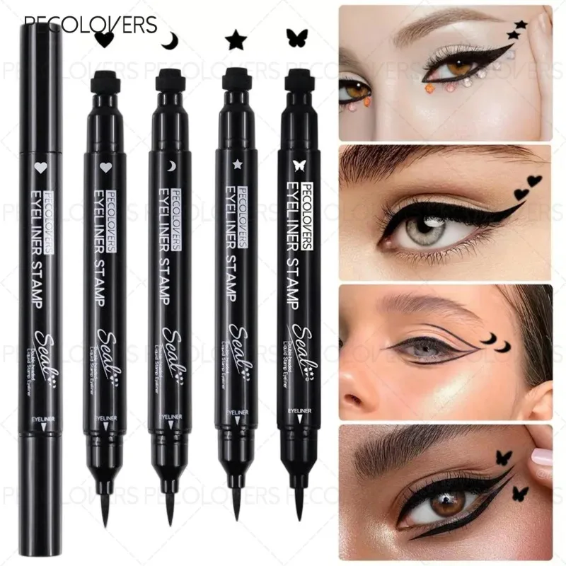 1PC スタンプアイライナー、さまざまなスタンプ形状、両端アイライナー、速乾性、リキッドアイライナー、アイメイクアップ