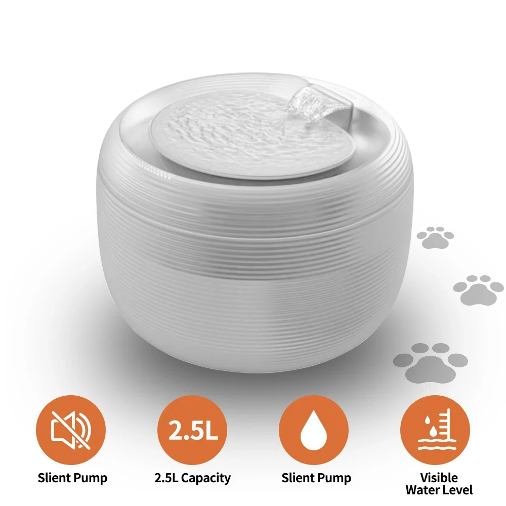 

Умный фонтан-поилка для кошек и собак с шумопоглощением 25 дБ, без бисфенола-А, со встроенной LED-подсветкой (белый)