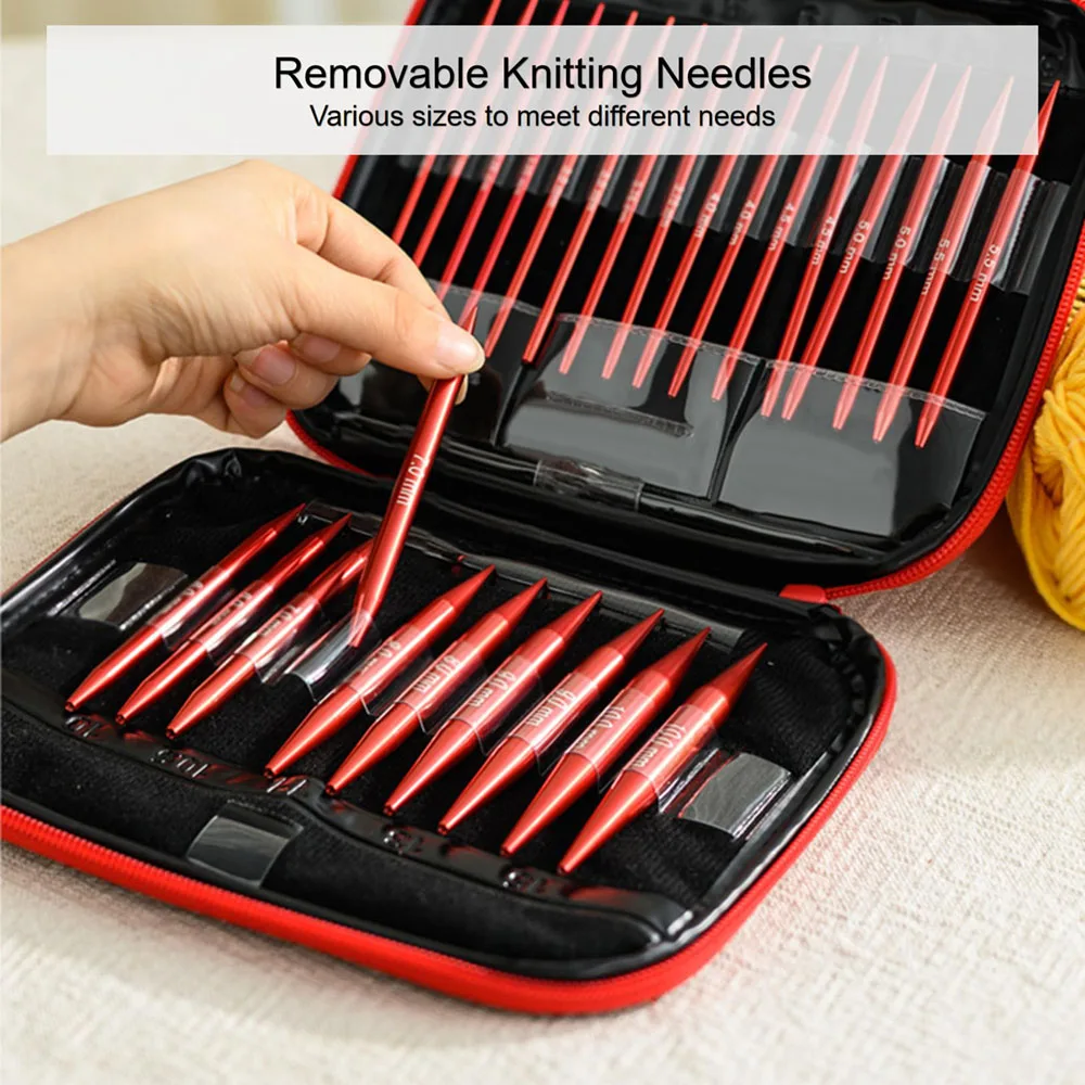 26-teiliges Abnehmbares Austauschbares Rundstricknadel-Set in Verschiedenen Größen Häkel-DIY-Handwerk Nähwerkzeug-Kit – Detail 5