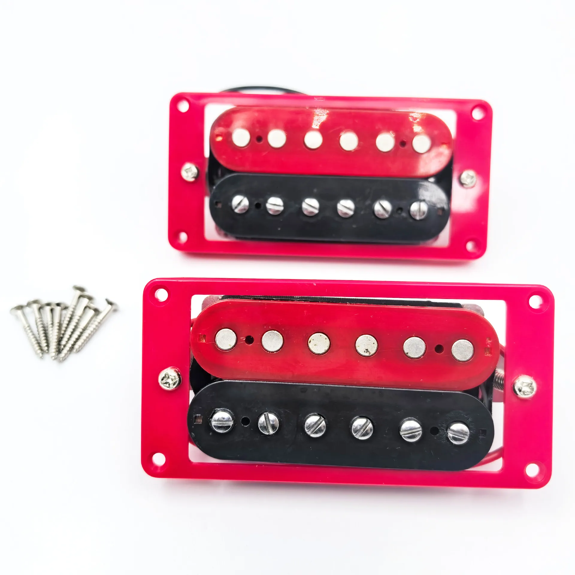 Guitar 50mm/52mm Humbucker Set 2-Wire Dual Coil Pickup Black Red Finish for Electric Guitar Neck/Bridge Position