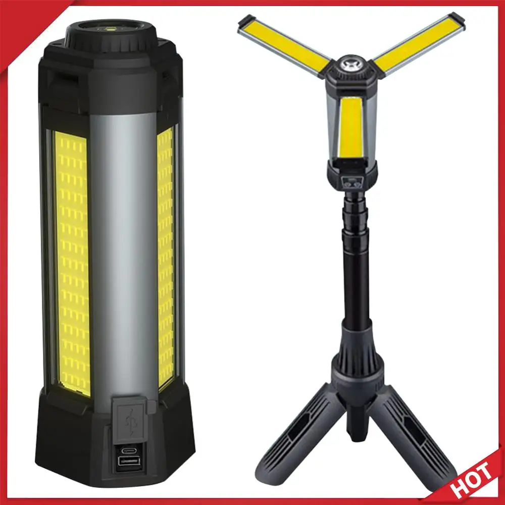 

Перезаряжаемый беспроводной рабочий фонарь LED 6000 мАч с подставкой, регулируемой яркостью и COB-подсветкой для кемпинга на открытом воздухе