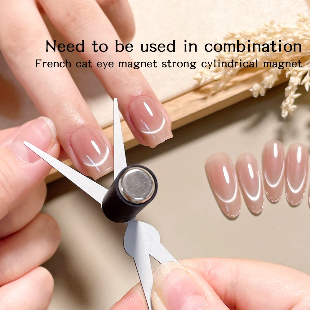Kaniu Professionelles Dual-Ended French Cat Eye Magnet Nail Art Tool für DIY Gelpoliermittel zum Erstellen von V-förmigen Halbmondlinien-Maniküre