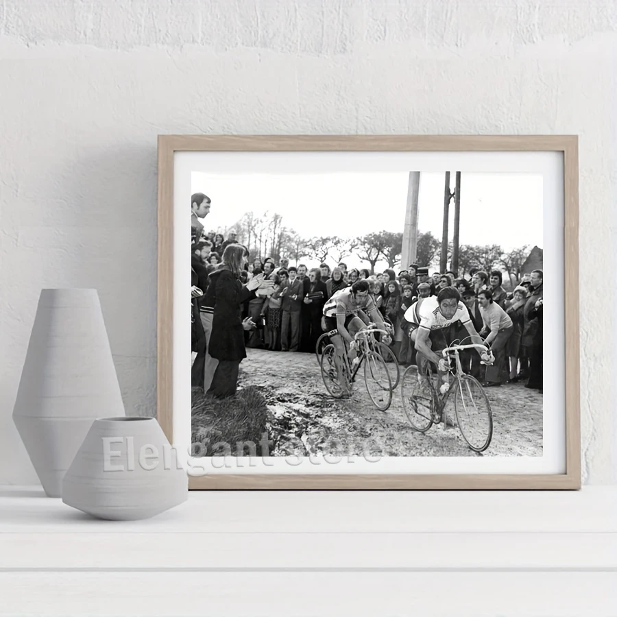 Black White Cycling Photography Art Prints Vintage Bicycle Poster Jacques Anquetil Tour de France 1957 Canvas Painting Men Cave