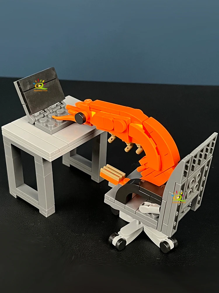 HUIQIBAO Kreatives MOC-Baustein-Garnelen-Modell, Figuren, Puzzle, Montage, Internet-Berühmtheit, kreative Parodien, zusammengebautes Spielzeug