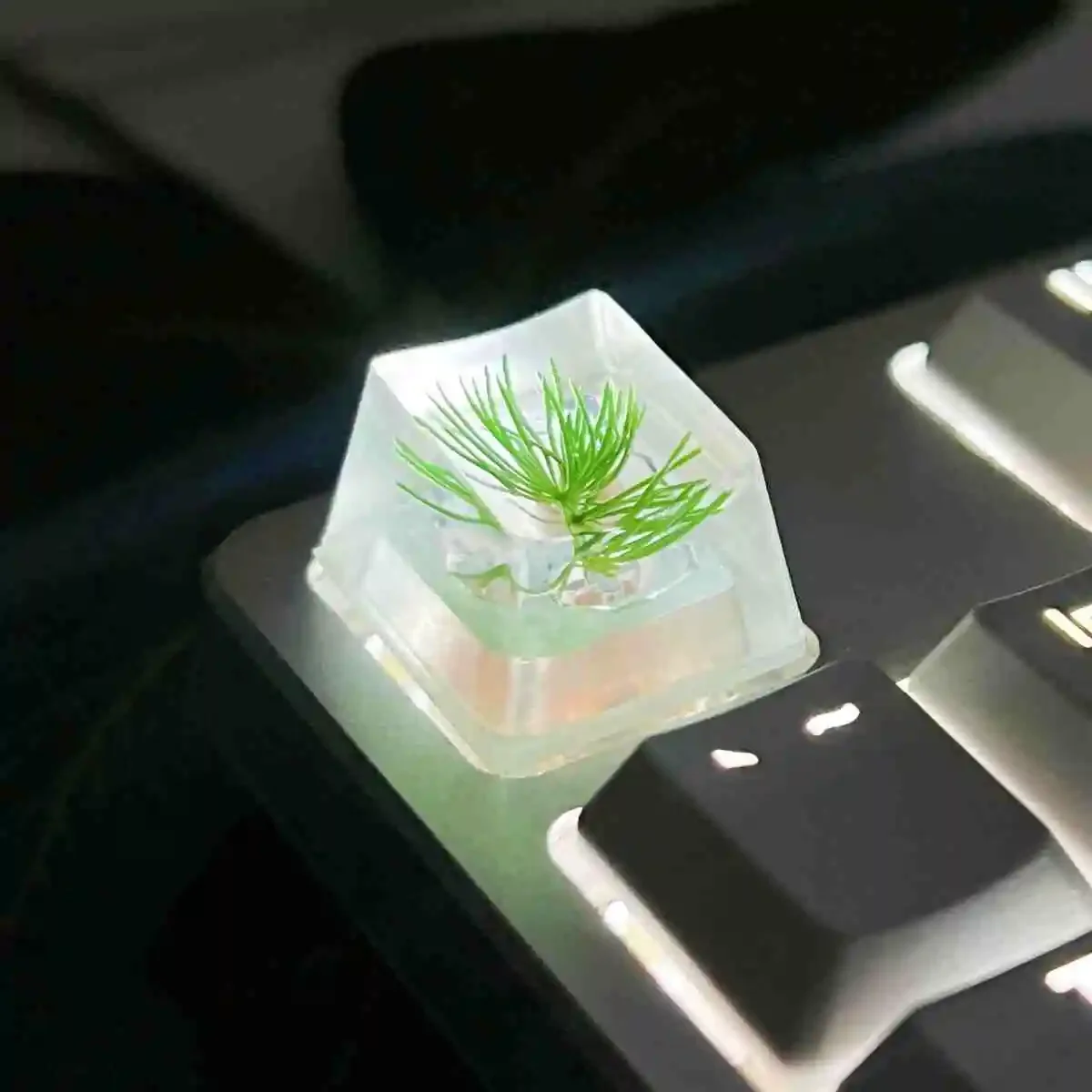 1PC Resin Keycap drop glue high permeable Pine needle spline OEM Profile Personalized MX Cross Switch mechanical keyboard keycap