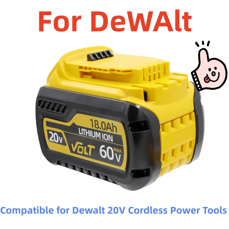 

Для литиевой батареи Dewalt 20 В/60 В, 9,0 Ач, 12,0 Ач, 18,0 Ач — совместим с электроинструментами DCB180 DCB181 DCB201