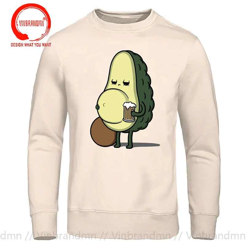 Funny Cartoon Beer Belly Avocado Sweatshirts Hoodies Men Humor Joke Anime Avocado Drink Beer Sweatshirt Hoodie Boys Sweat Shirts