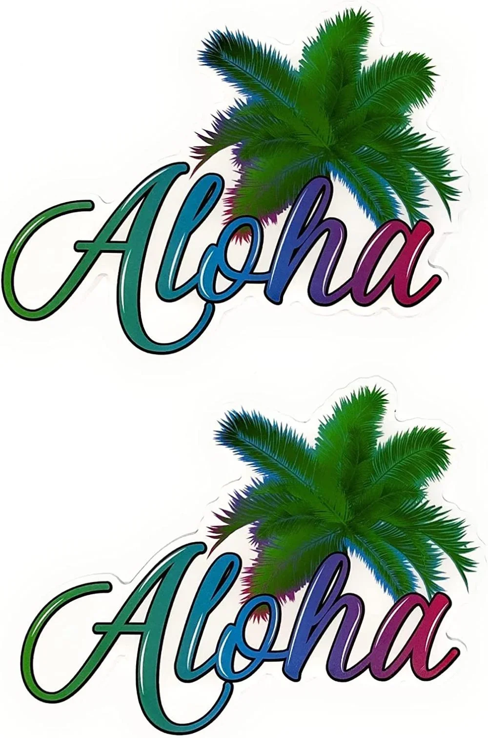 

For Aloha Hawaii Sticker with Hawaiian Palm Tree and Colorful Letters ( 2 Pack ) | Decorate Your Car,