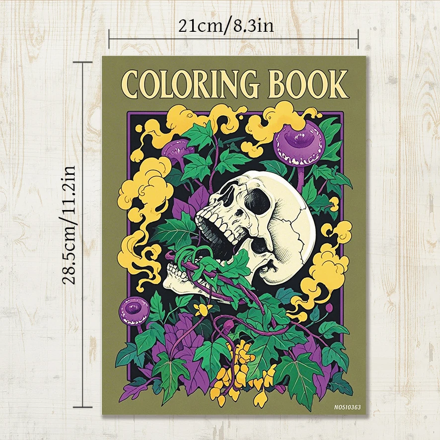 Skull Coloring Book for Adults - 8.3x11.2 inches 22 pages coloring book - helps relieve stress and soothe emotions