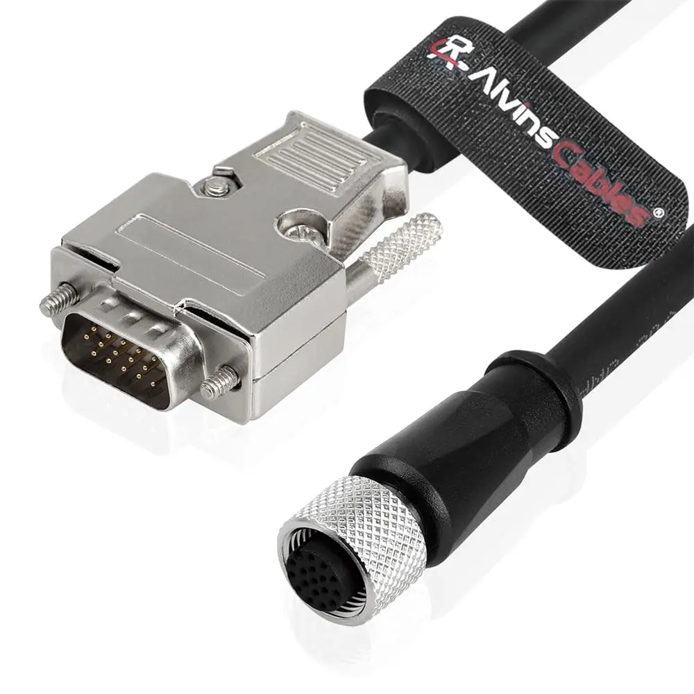 Alvin's Cables M12 A-Code 12 Pin Female to DB15 Power Trigger Data Cable for Cognex in-Sight Sensor Vision Systems CCB-PWRIO-MOD