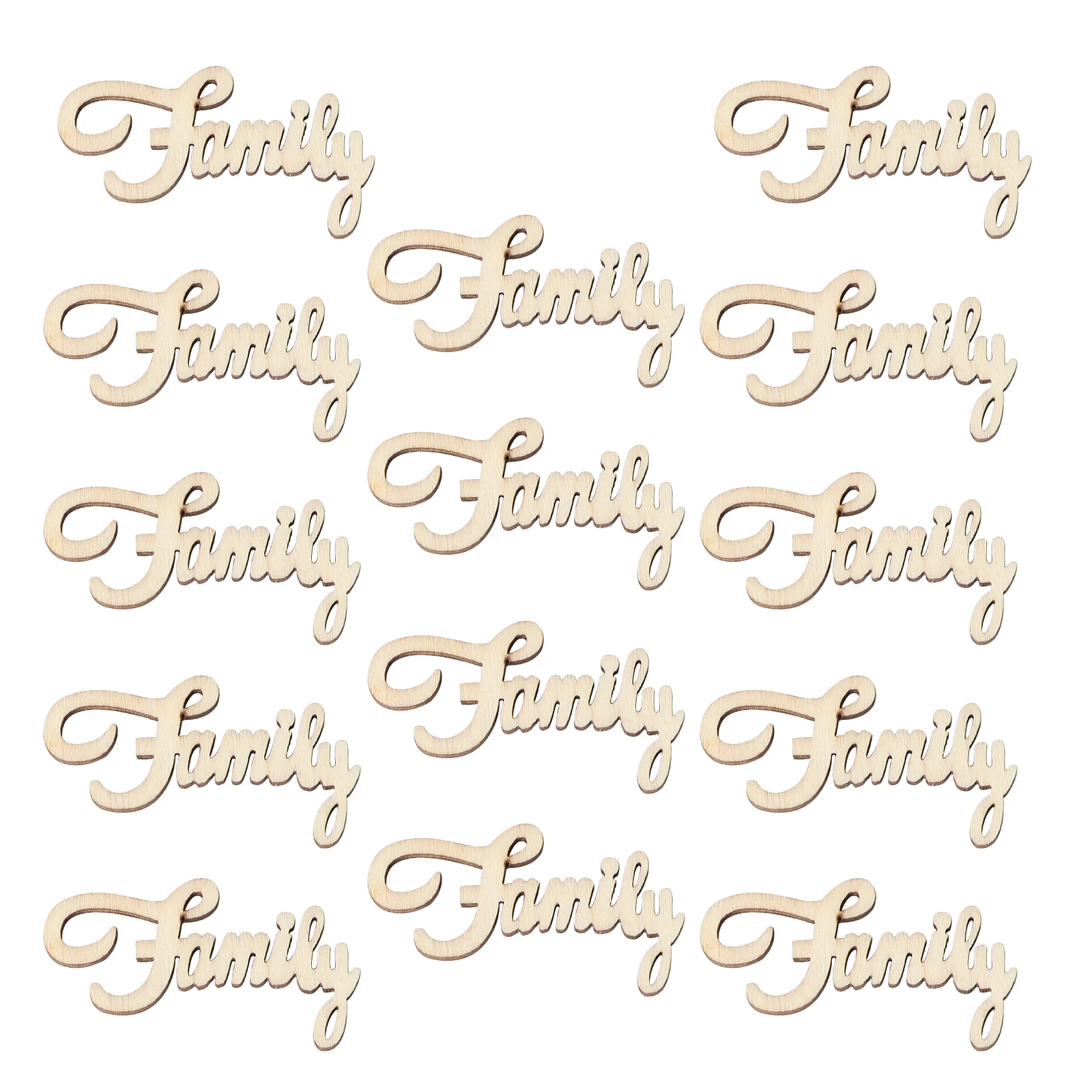 

15pcs Family Gathering Decorative Wood Pieces for Wedding Party Home DIY Craft Supplies Hollow Design Wall Hanging