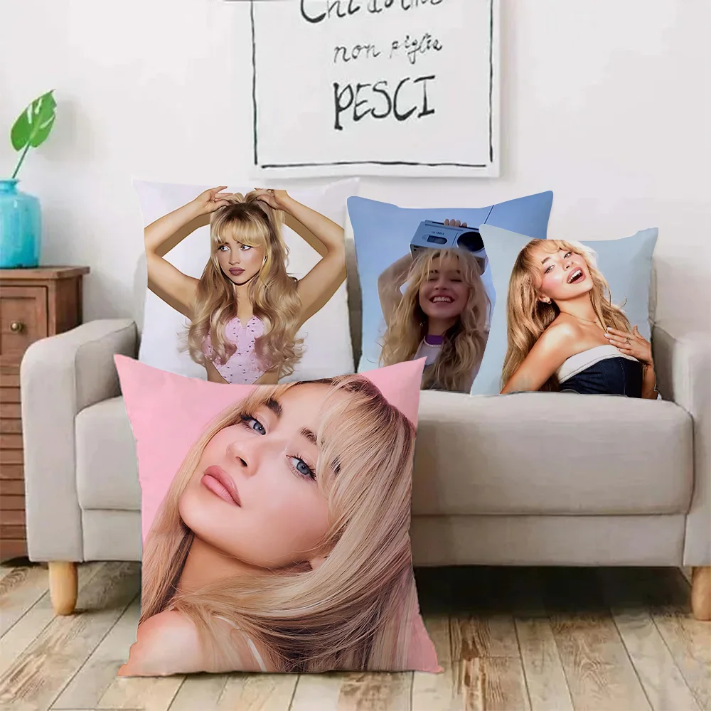 Sabrina CarpenterS Pillow Covers Cartoon Sofa Decorative Home Double-sided Printing Short Plush Cute Cushion Cover