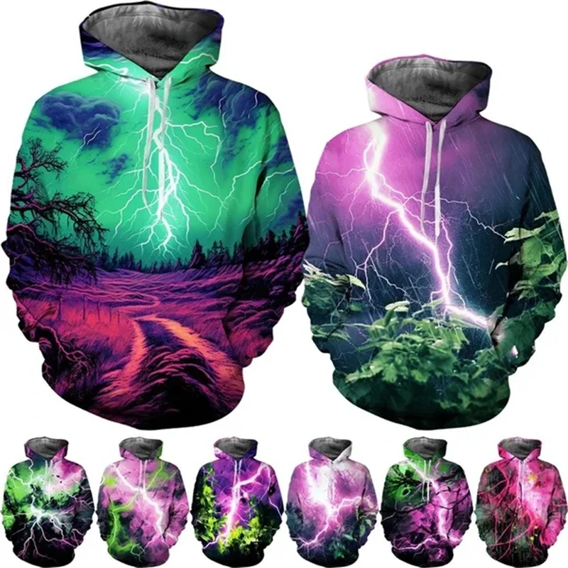 

Men's New Hoodie Autumn And Winter Fashionable Casual Funny Lightning 3D Hoodie For Men Women Clothing Streetwear Male Hoodies