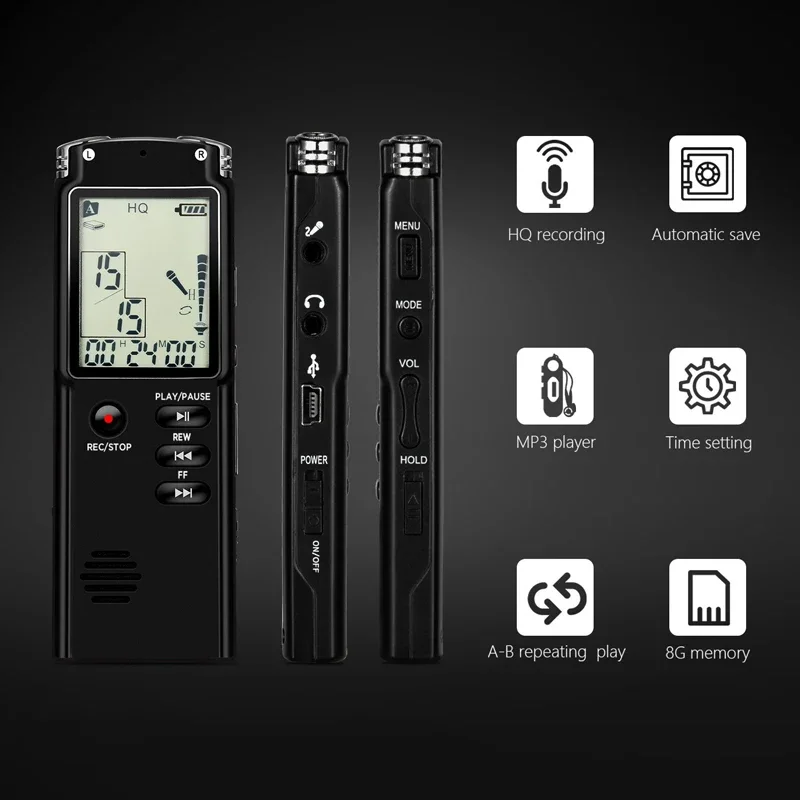 Portable 32GB Original Voice Recorder USB Professional 96 Hours LCD Dictaphone Digital Audio Voice Recorder with WAV MP3 Player