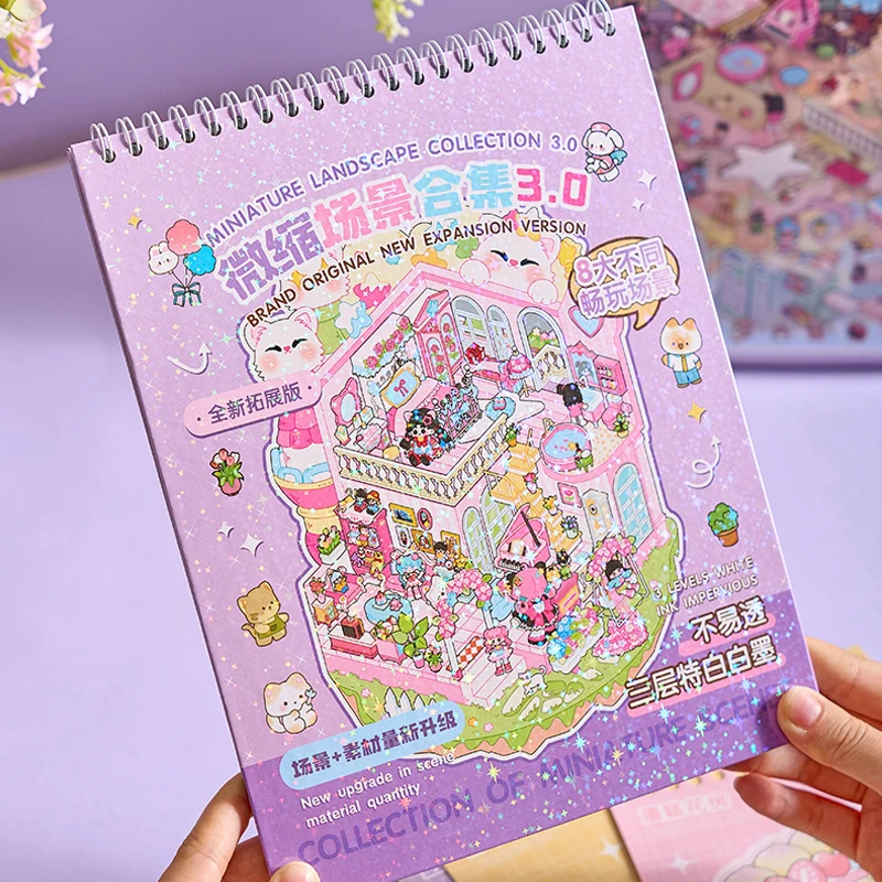 Mr. Paper Leisurely Town 3.0 Miniature Scene Sticker Book, 3D House Diorama Stickers for Journal Scrapbooking Driay Decoration