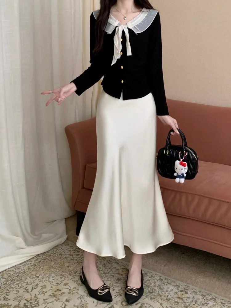 Early Spring Elegant Drape Mid-Length Skirt Autumn and Winter 2024 New High Waist Slimming Fishtail Skirt Women's Skirt