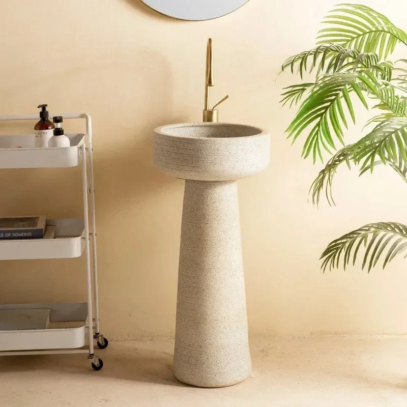 Modern Ceramic Bathroom Sinks Outdoor Wash Basin Garden Pedestal Washbasins Retro Floor Standing Garden Sink Outdoor Wash Basin
