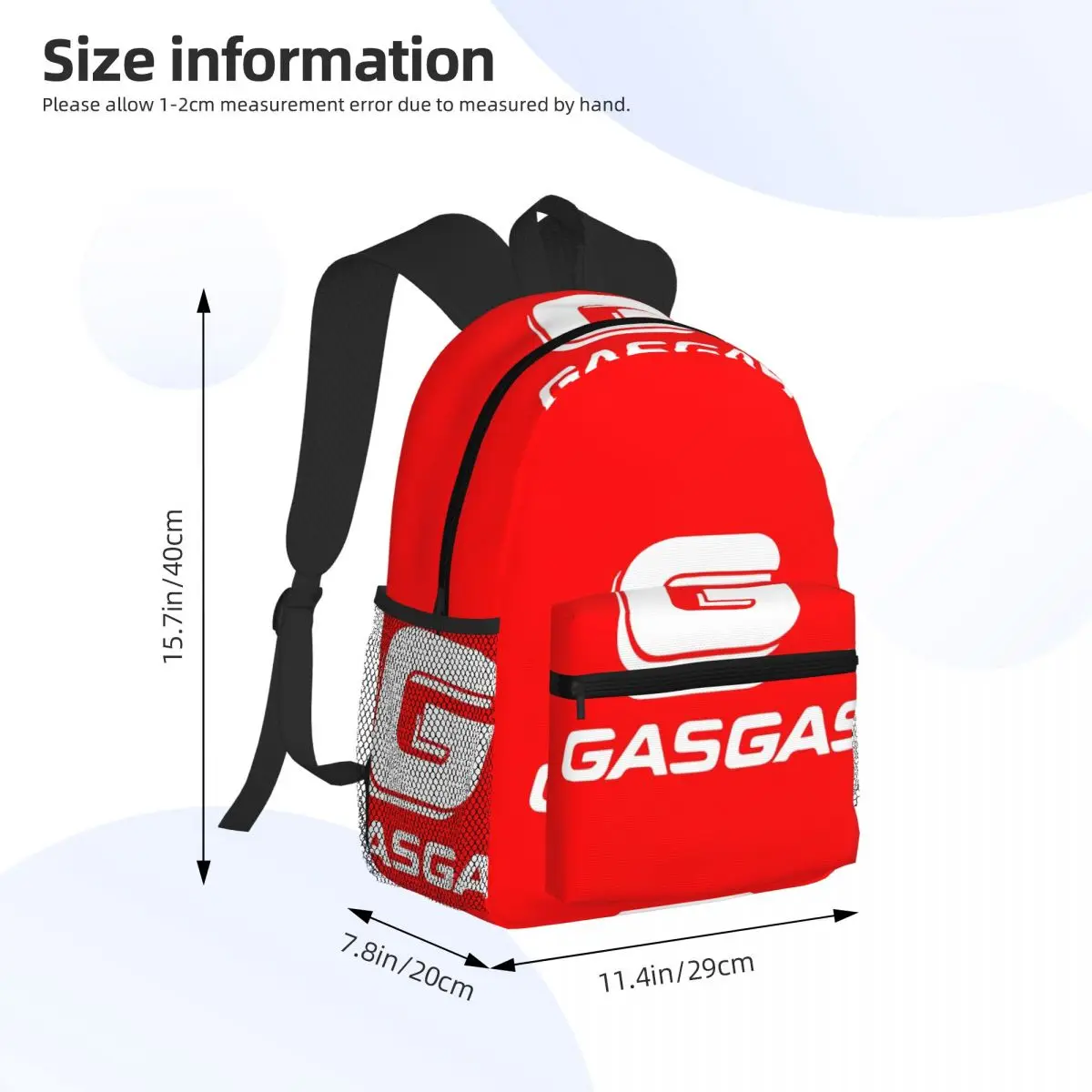 Gasgas Motorcycle Student Backpack School Bag Hiking Travel Daypack for Men Women Bookbag Shoulder Bags