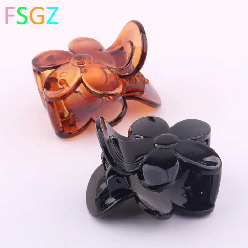 Basic flower Crab for Hair High Quality Abs Plastic Hair Clips Girls Mini Hairpin for Fringe Hair Transparent Champagne Jewelry