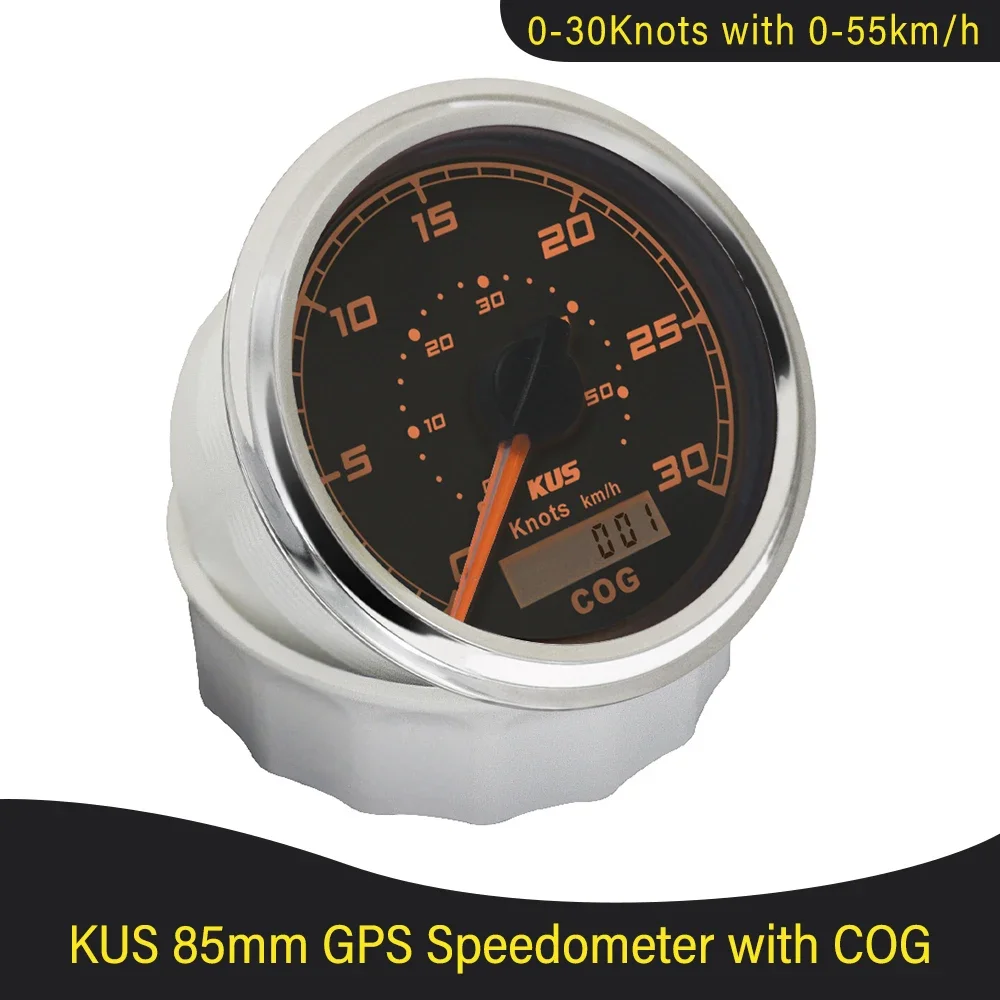 KUS New 85mm GPS Speedometer 0-30 knots 0-60 knots(0-55 km/h 110 km/h) with Red/Yellow Backlight for Marine Boat Vessels