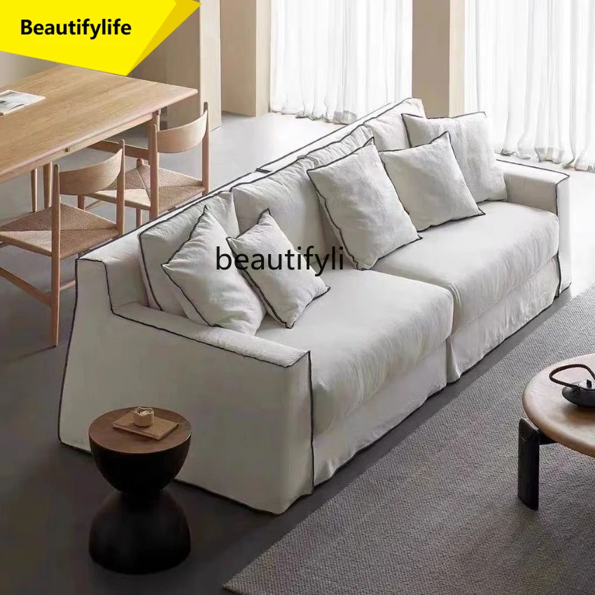 

A57 Solitary Wind Linen Fabric Sofa Living Room B & B Nordic Light Luxury Modern Simple Straight Row Sofa