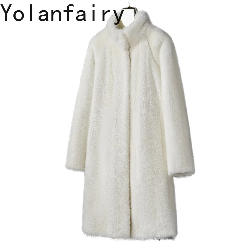 

YOLANFAIRY Luxury 2025 Winter Natural Fur Coat Woman Whole Mink Fur Jackets for Women Mid-length Fur Coats Stand Collar Abrigos