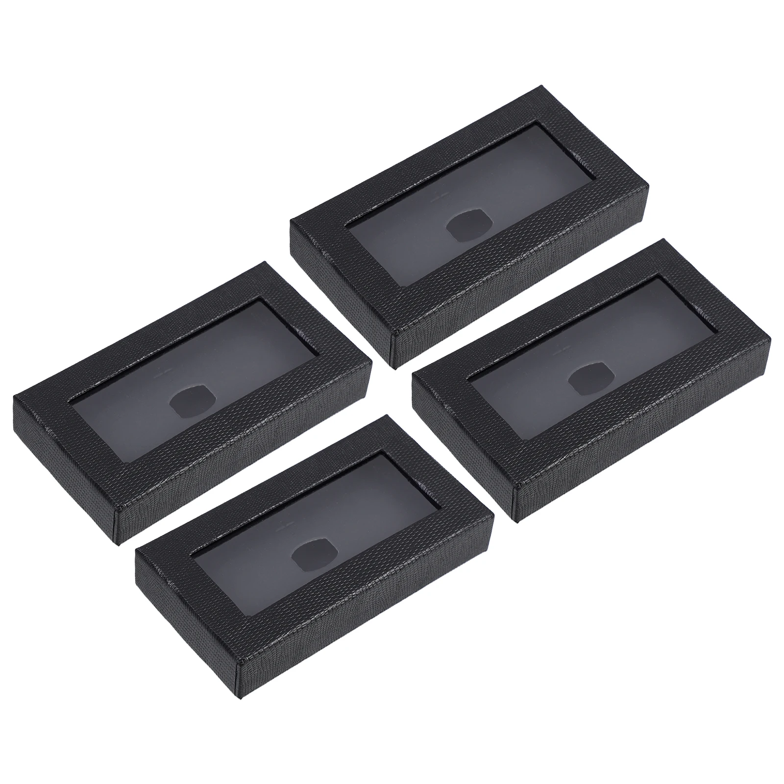 

4Pcs Premium Bow Tie Storage Box Black Matte Finish Snake Pattern with Clear Display Window for Gifting and Organization