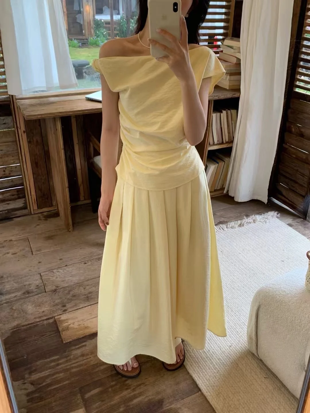 

YLS Style Korean Summer Slimming Half Skirt Set Women's Beautiful Two-Piece Suit Asymmetrical Shoulder Fashionable Ensemble
