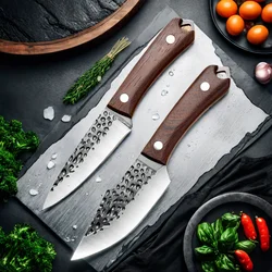 Stainless Steel Boning Knife Meat Cleaver Kitchen Knife Handmade Forged Chef's Knife for Household Wooden Handle Butcher Knife