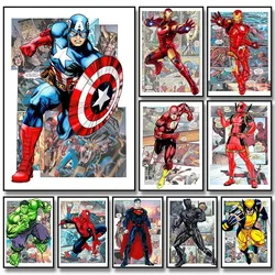 Marvel Anime pittura decorativa Spider Man American Captain Iron Man Art Poster supereroe Movie murale Home KidsRoom Decor Print