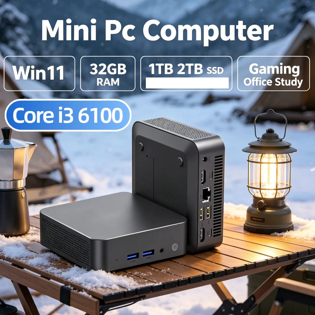 

Upgraded Version Core i3 6100 Mini Office Study PC 4K HD Windows 11 Pro 32GB RAM 1TB 2TB SSD WIFI6 BT5.2 3 Years Warranty