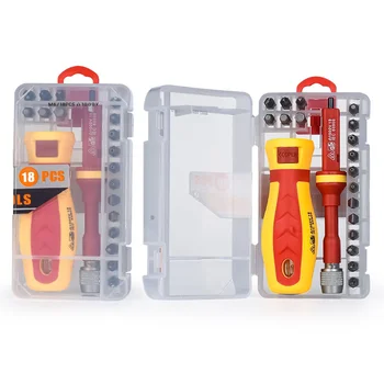 18 In 1 1000V manyetik tornavida bit Set oluklu çapraz Torx bit elektrikçi için onarım aletleri seti el aracı