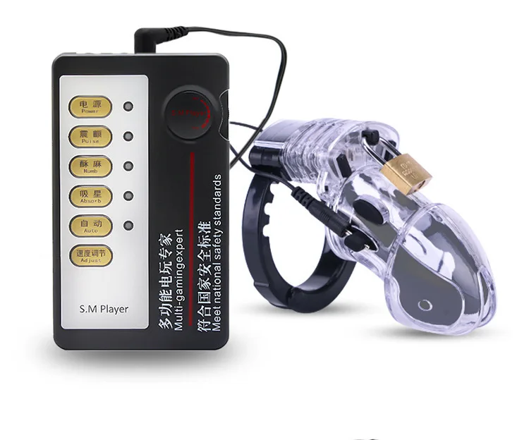 Electric Shock Pulse Chastity Lock Penis Chastity Device Abstinence To Prevent Cheating Cock Cage Anti-Pull-Out Adult Products