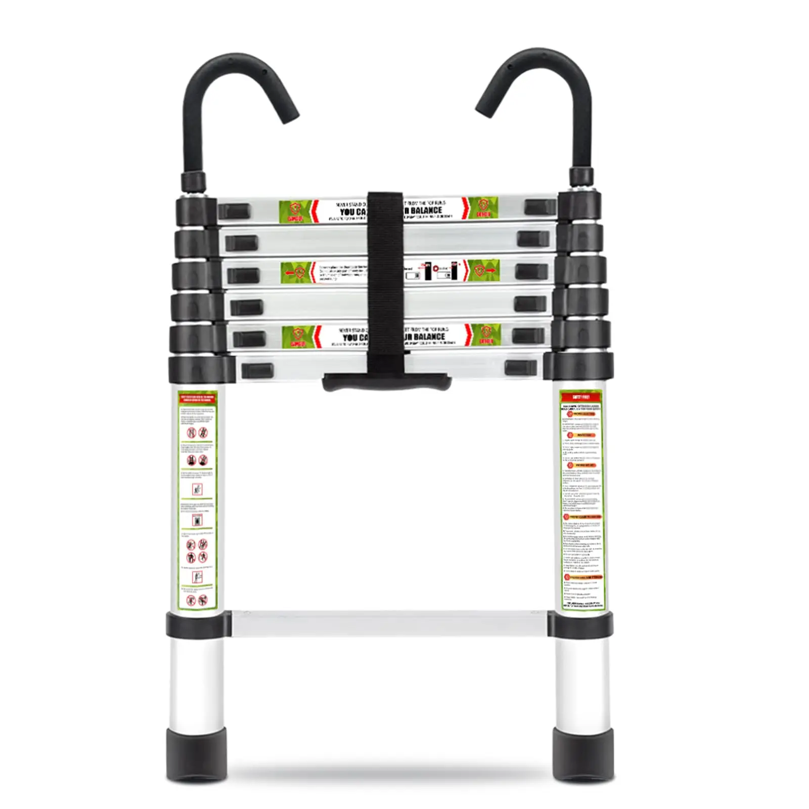 แบบพกพา 200 ซม.-ยืดได้อลูมิเนียมบันไดลื่นฟุตและตะขอที่มั่นคงสําหรับครัวเรือนทํางานกลางแจ้งและบันได